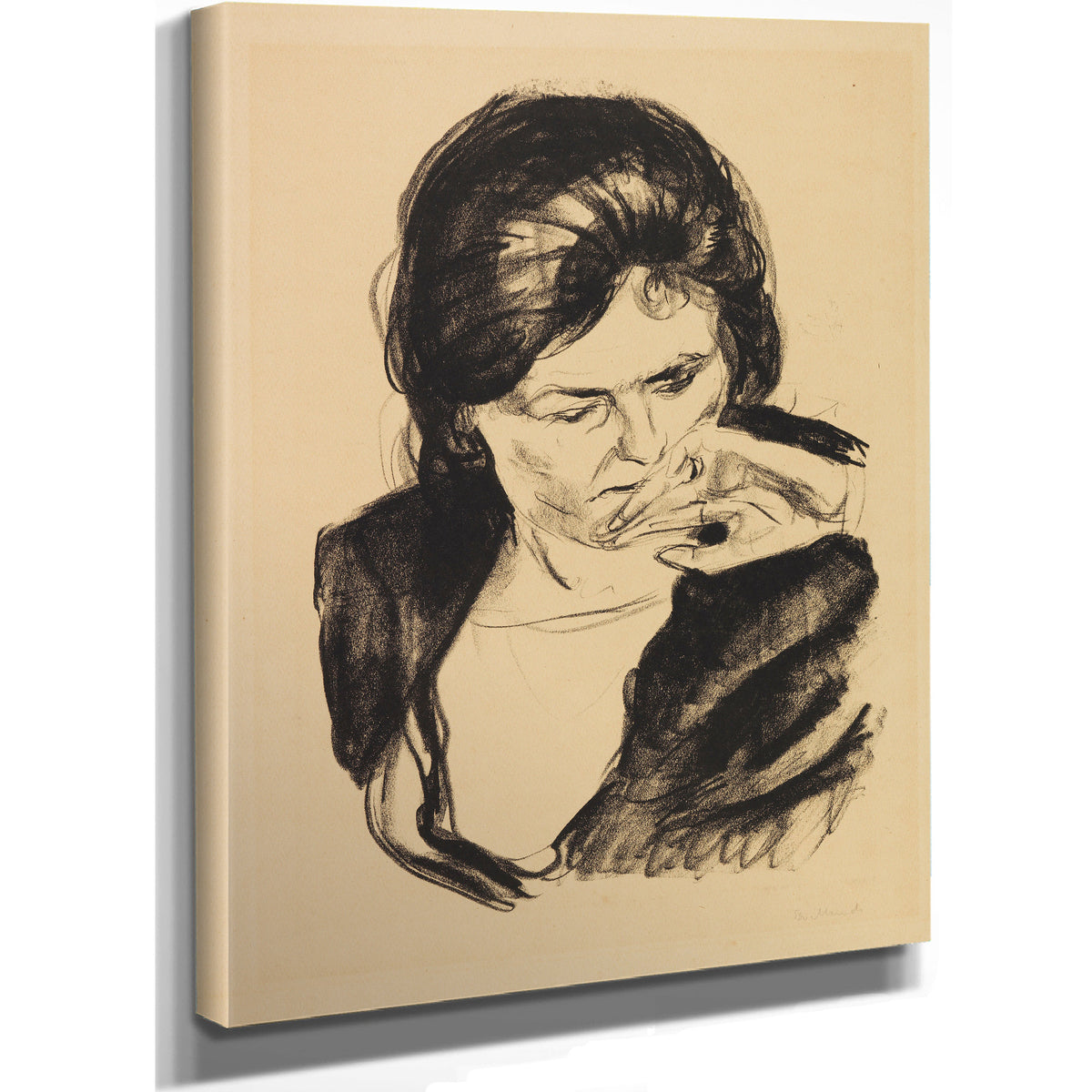 Frauenkopf Mit der Hand Am Mund 1920 By Edvard Munch