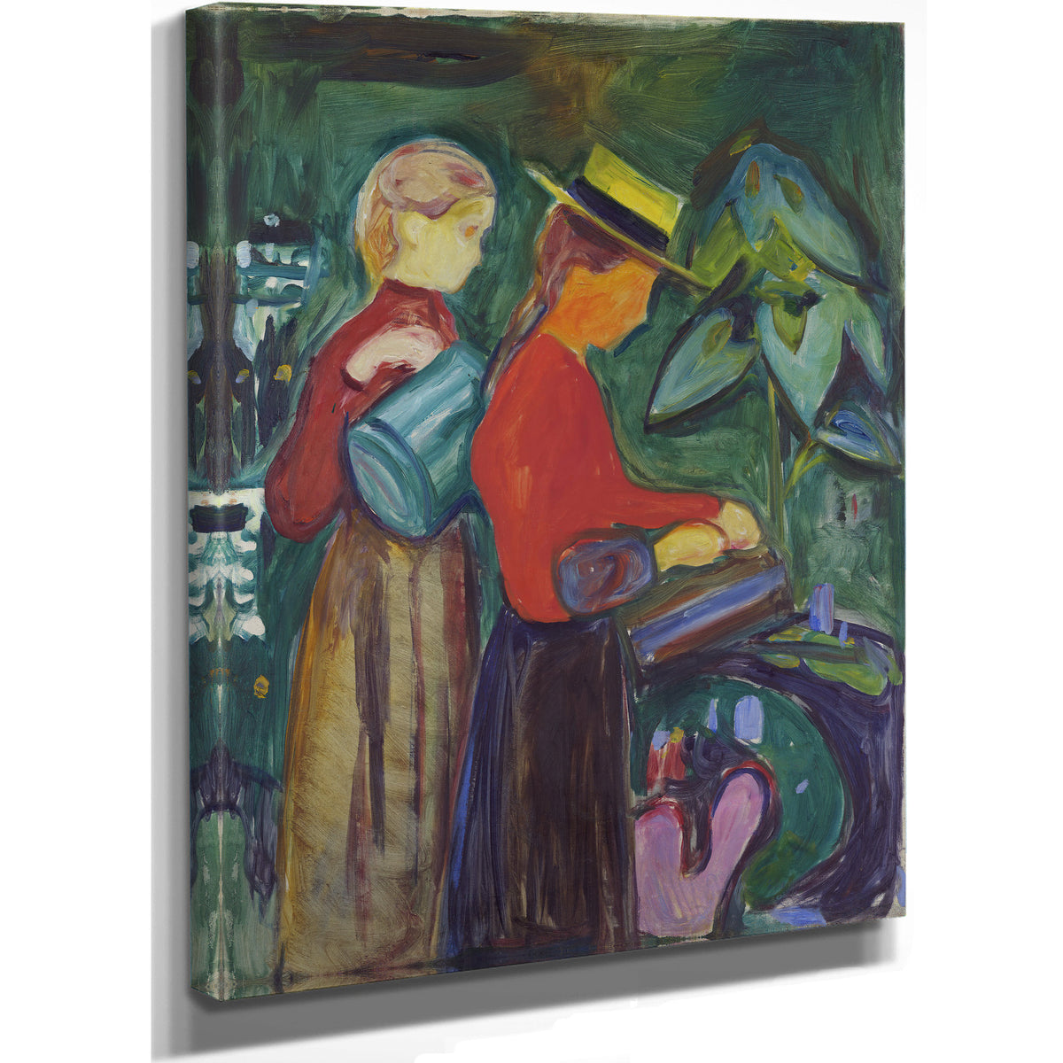 Girls Watering Flowers Linde Frieze By Edvard Munch