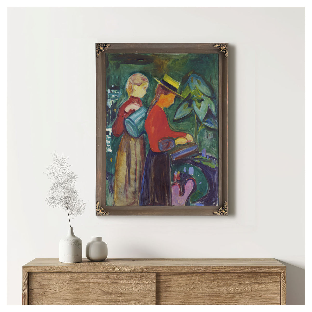 Girls Watering Flowers Linde Frieze By Edvard Munch