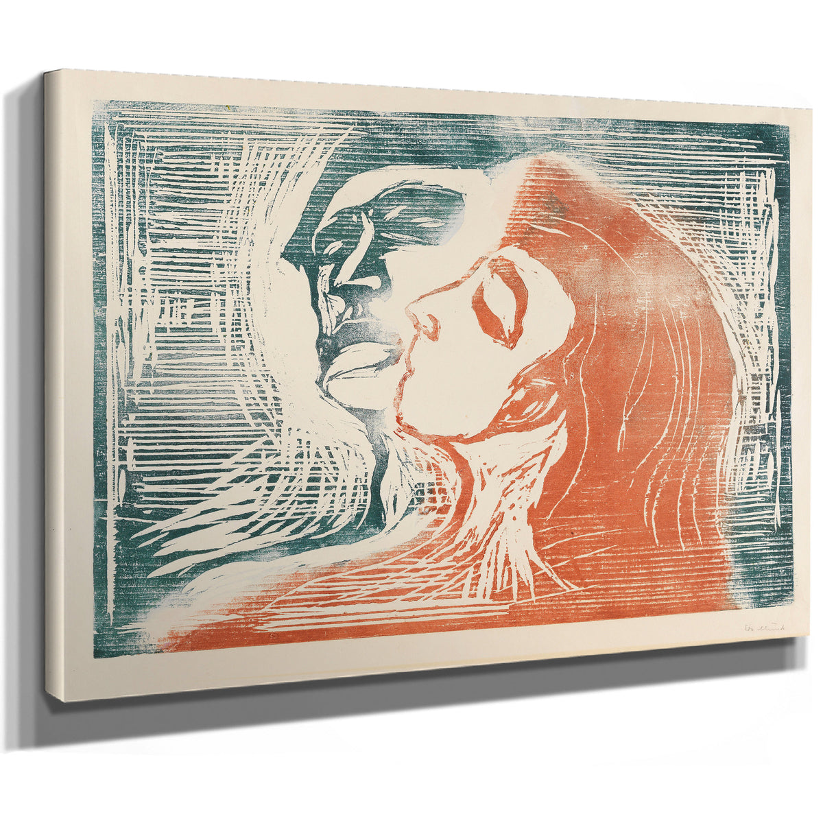 Head Head Man Woman Kissing 1905 By Edvard Munch