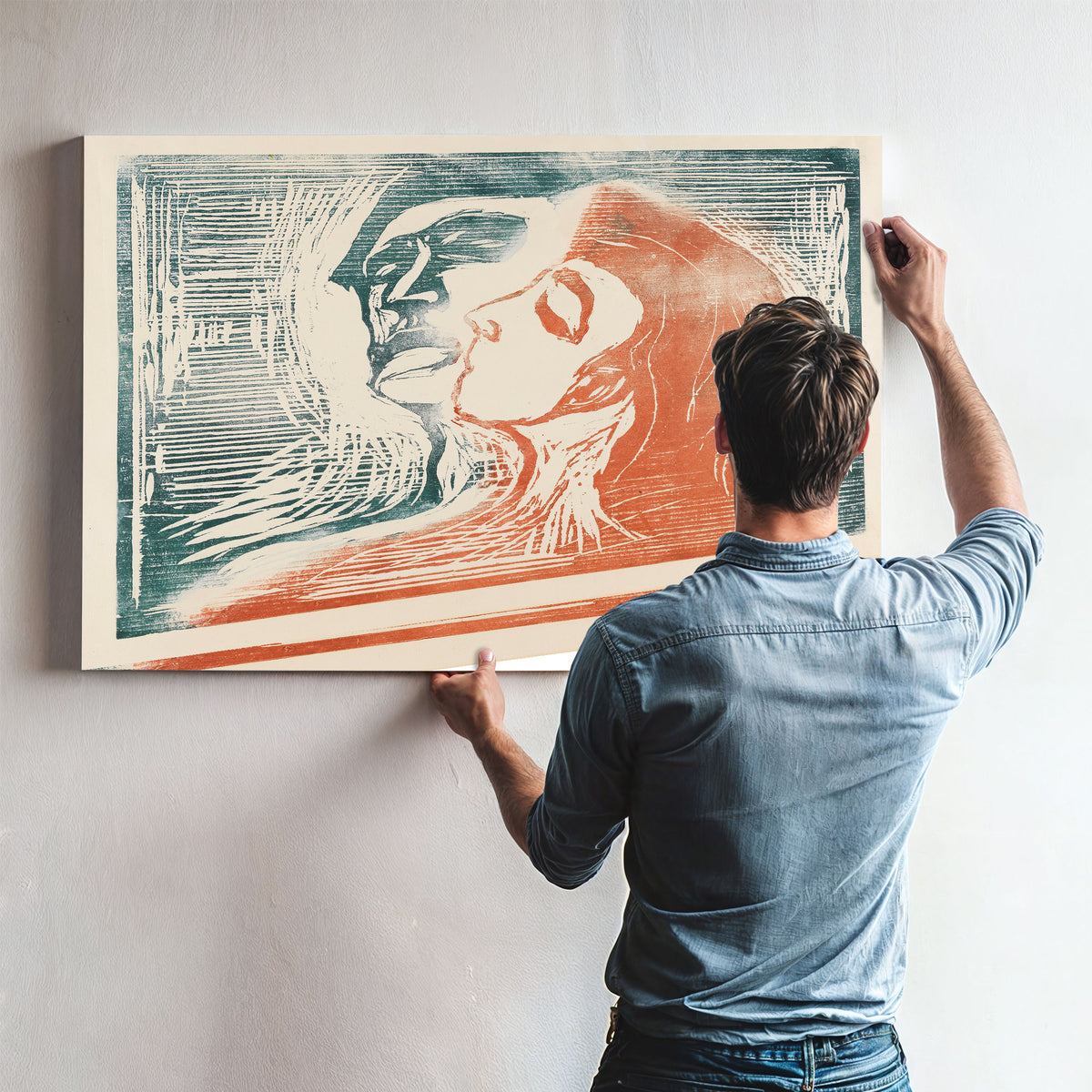 Head Head Man Woman Kissing 1905 By Edvard Munch