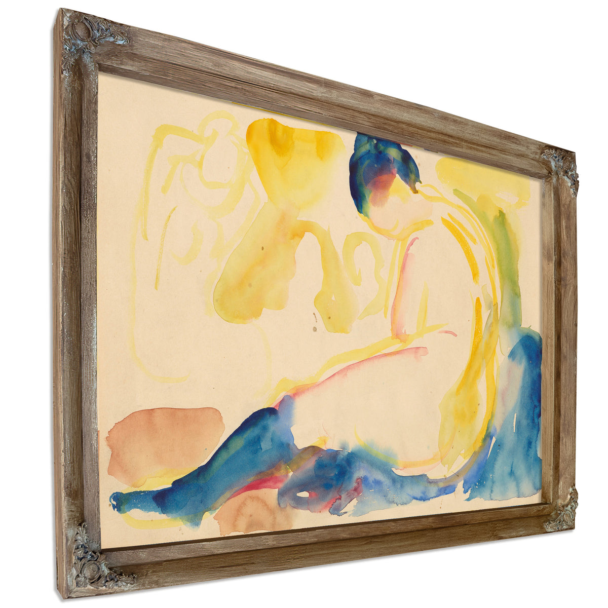 Seated Female Nude Blue Stockings 1919 By Edvard Munch