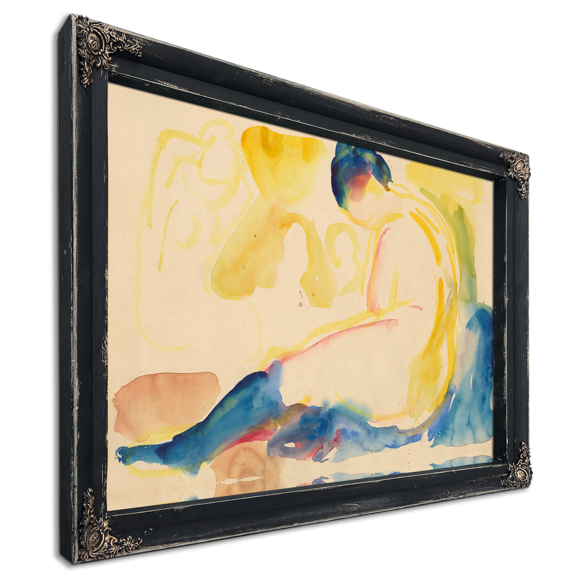Seated Female Nude Blue Stockings 1919 By Edvard Munch