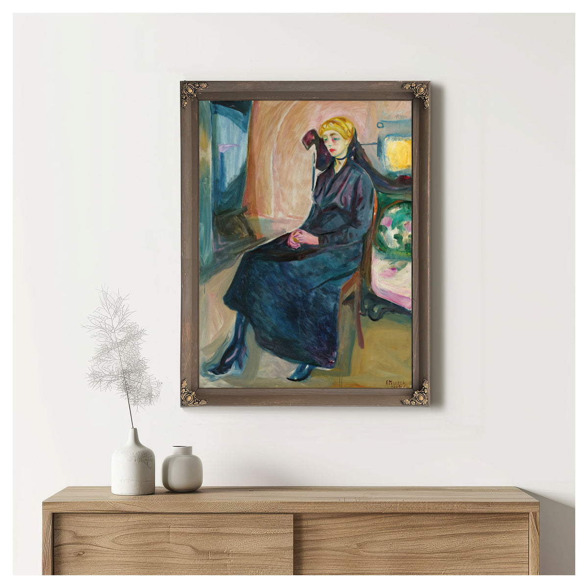 Sittende Ung Kvinne Seated Young Woman By Edvard Munch
