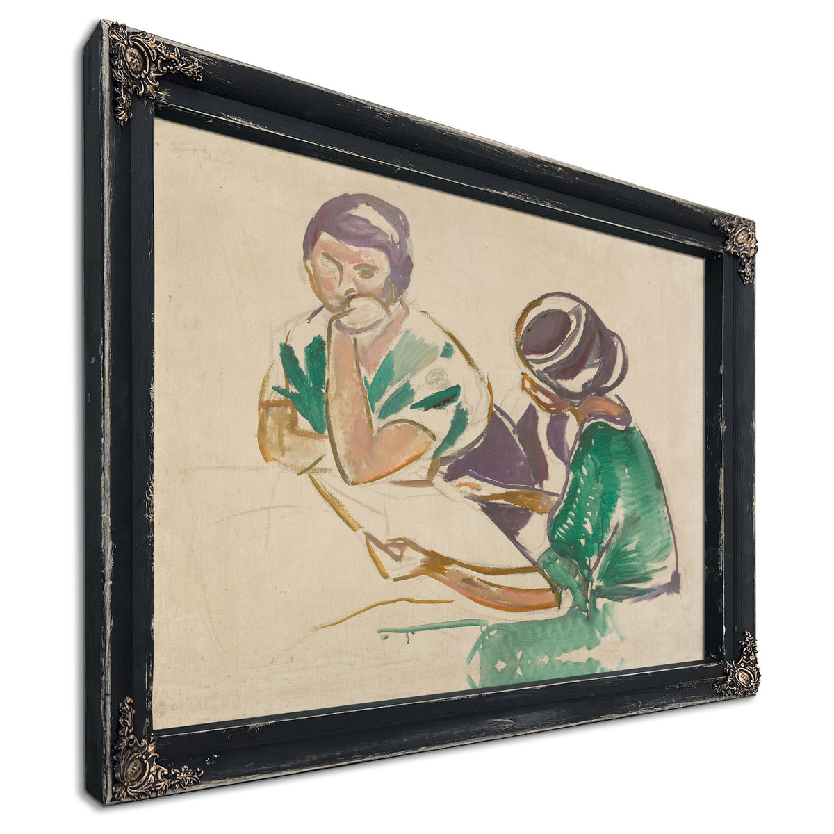 Two Women the Table 1915 17 By Edvard Munch