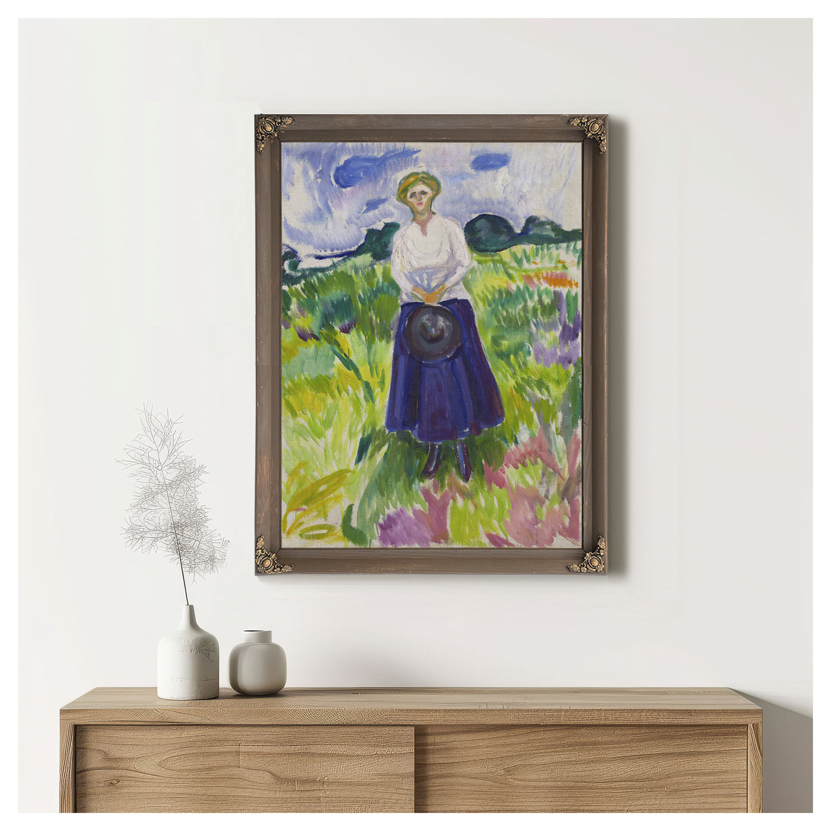 Woman a Green Meadow 1917 By Edvard Munch