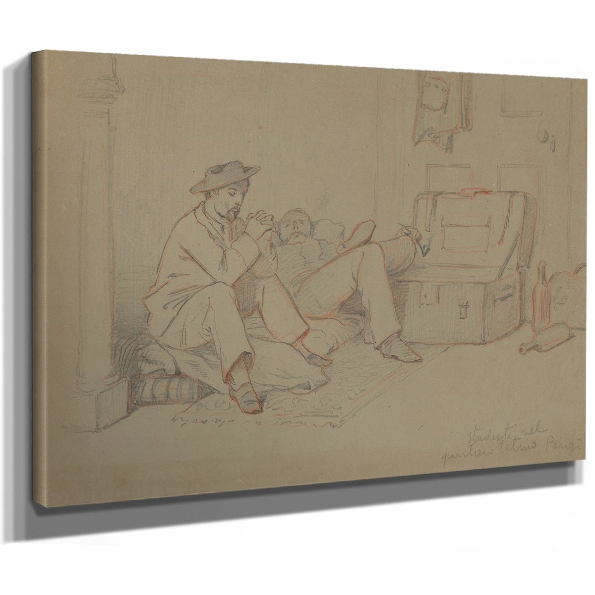 Students the Latin Quarter Paris C By Elihu Vedder