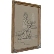 Study Young Boy Crouching Next to By Elihu Vedder