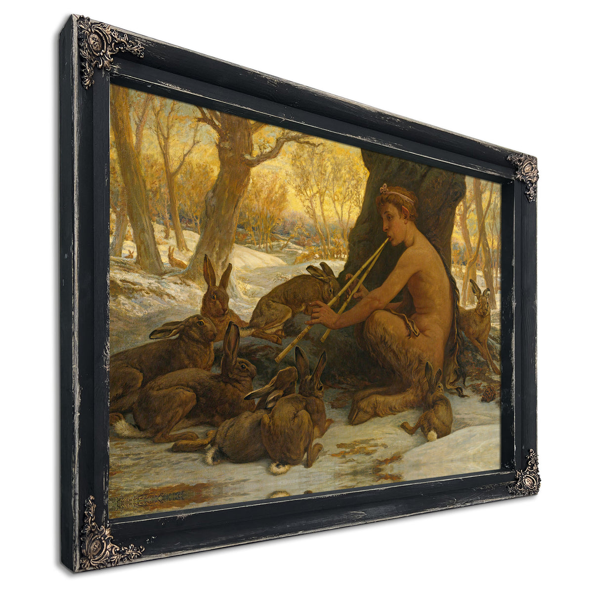Young Marsyas Marsyas Enchanting Hares By Elihu Vedder