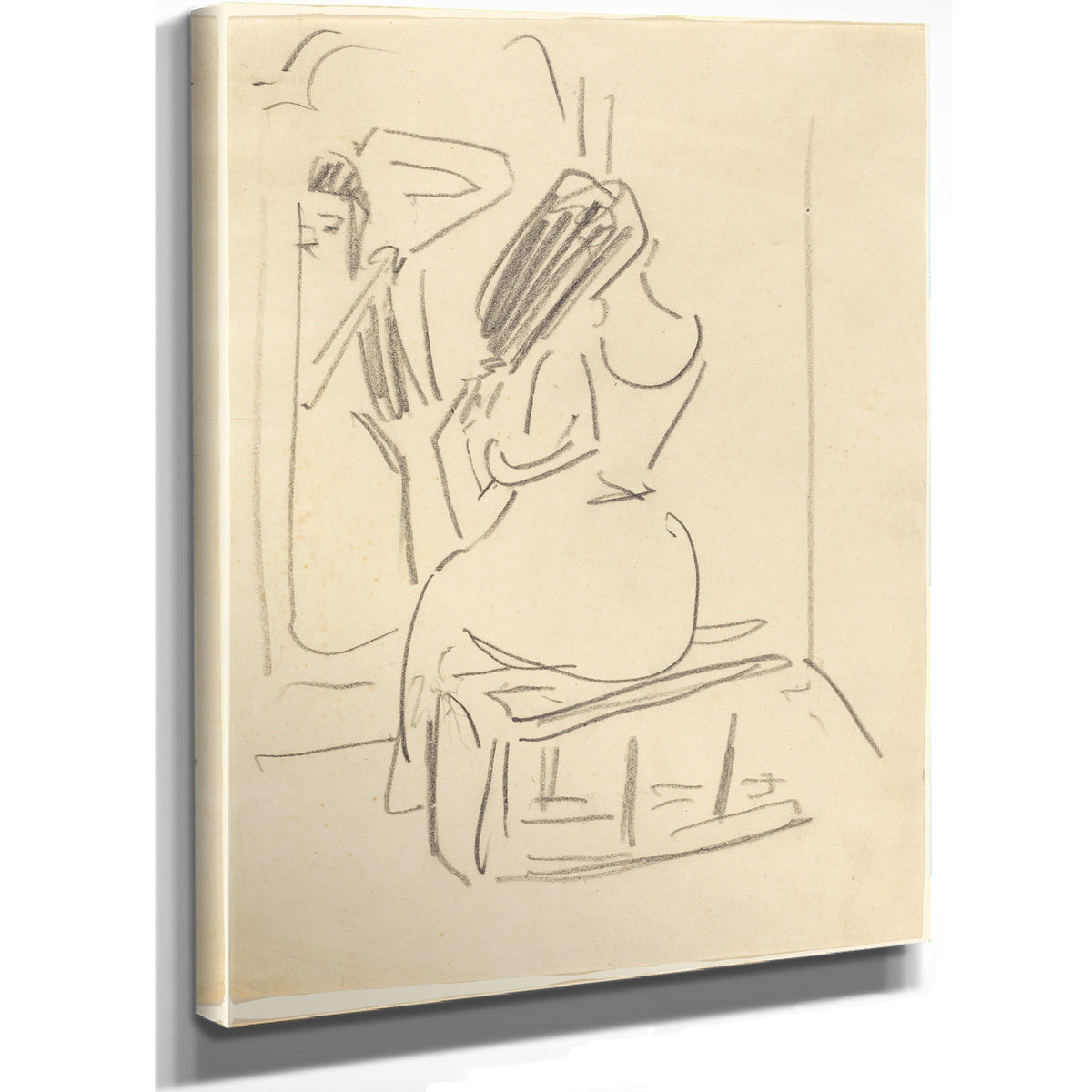 A Woman Combing Her Hair Front a By Ernst Ludwig Kirchner