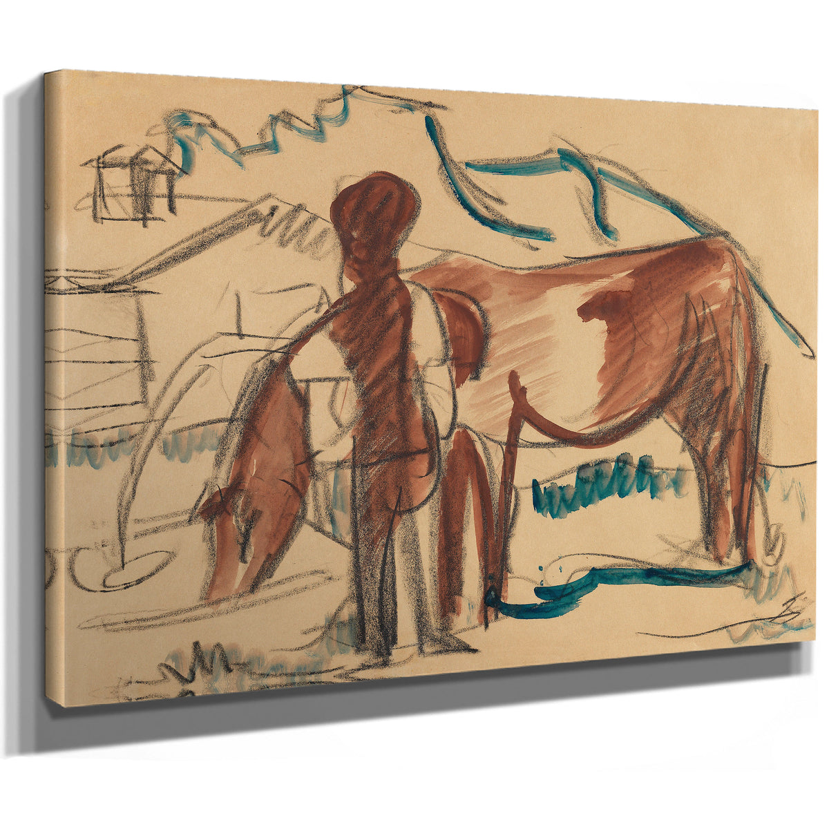 Bauer Und Trinkende Kuh 1924 By Ernst Ludwig Kirchner