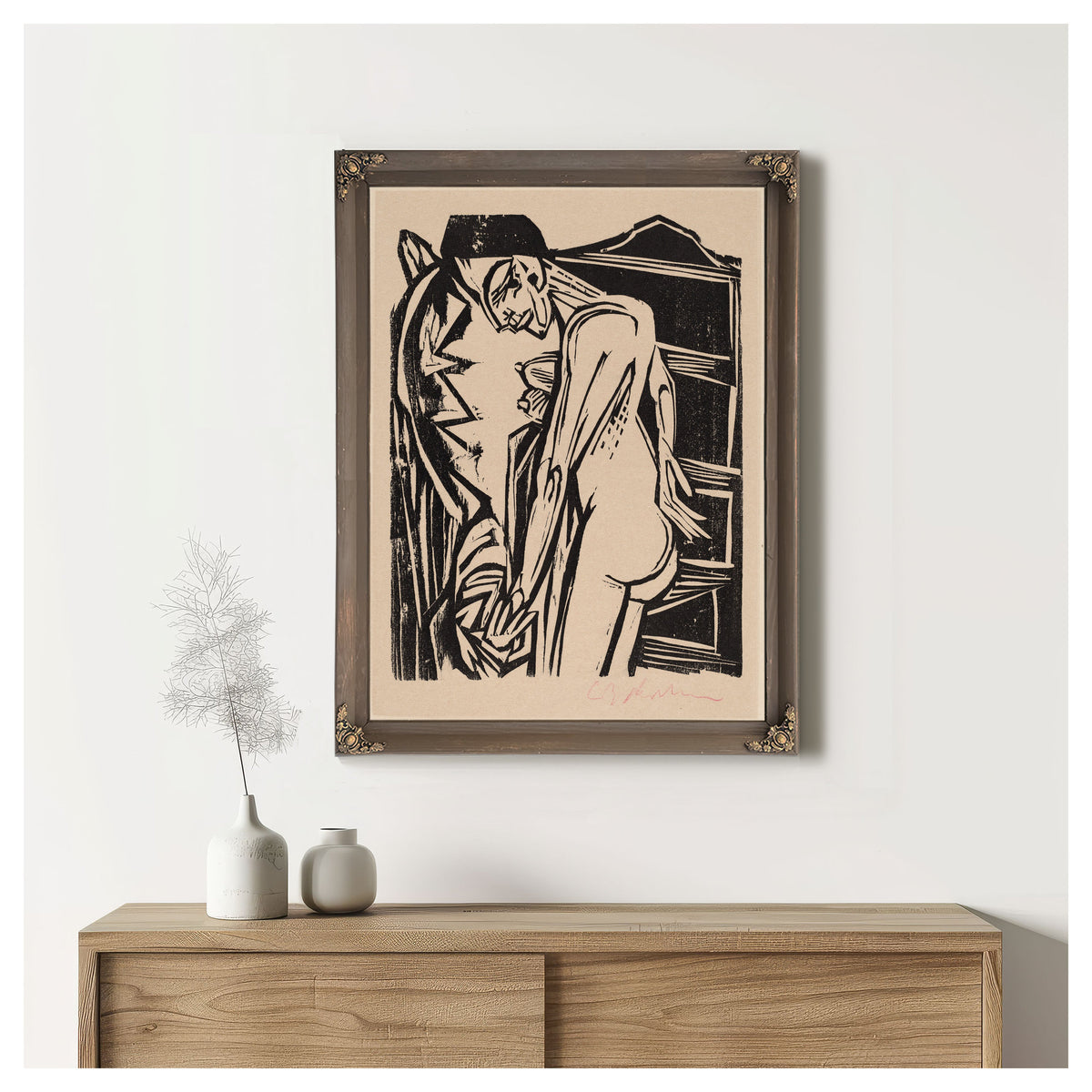 Female Nude Before Cabinet 1916 By Ernst Ludwig Kirchner