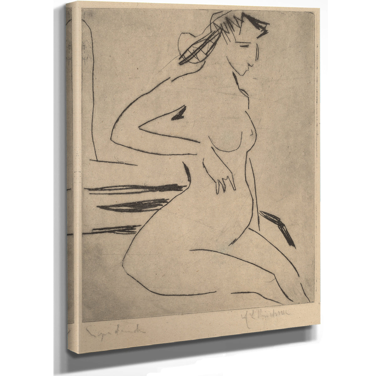 Female Nude Seated 1909 By Ernst Ludwig Kirchner