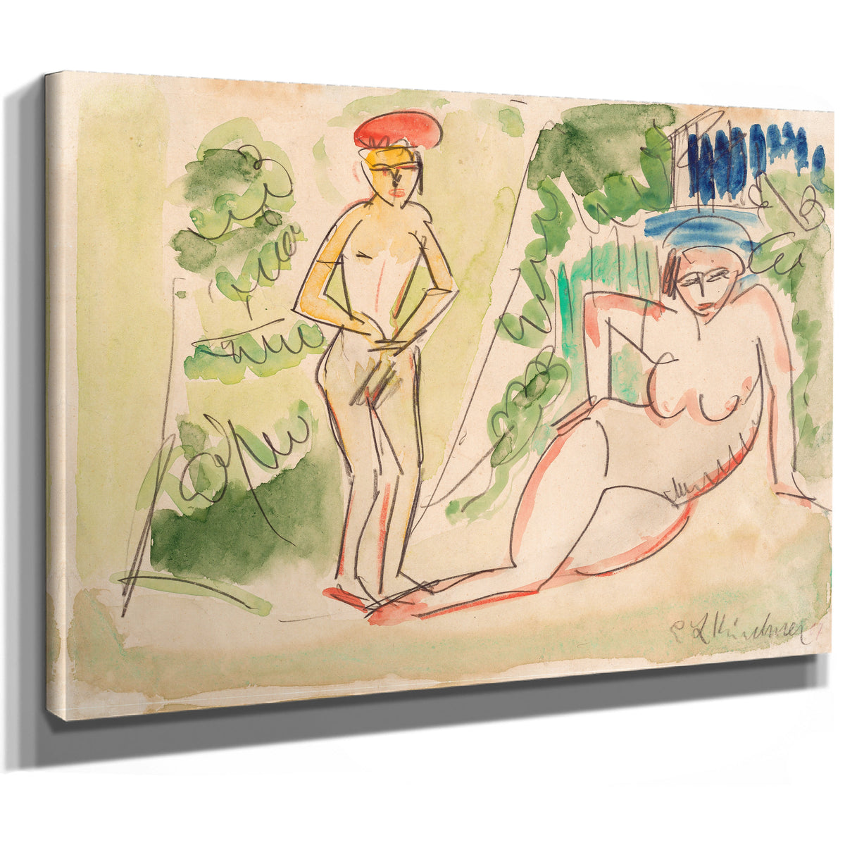 Two Bathers Near Woods 1910 1911 By Ernst Ludwig Kirchner