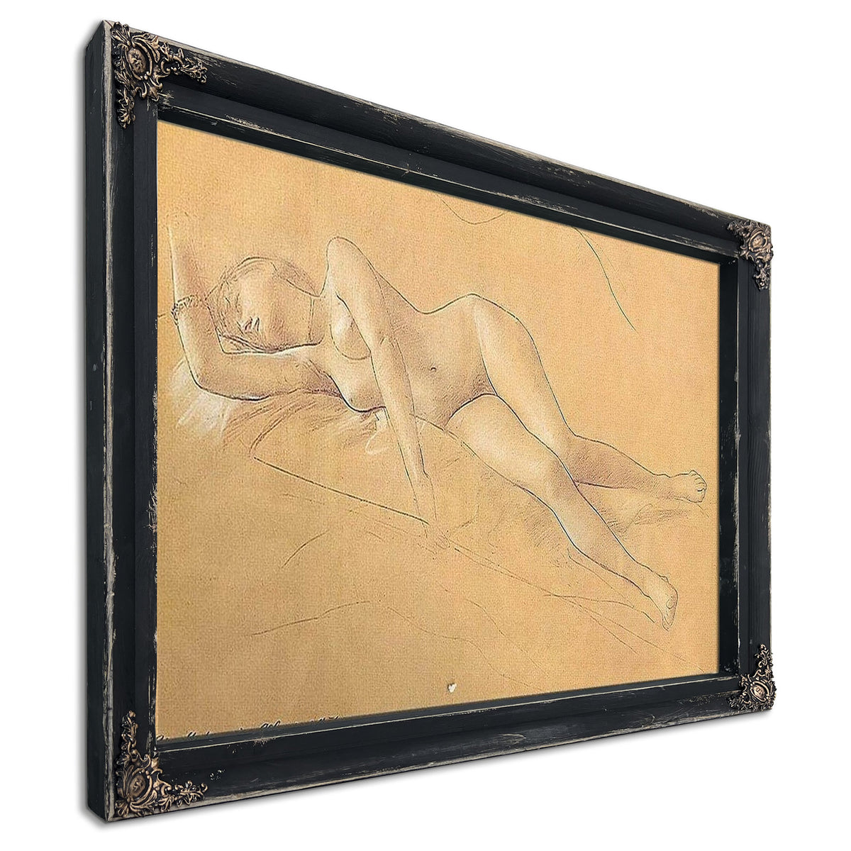Female Nude Lying Down By Gustav Klimt