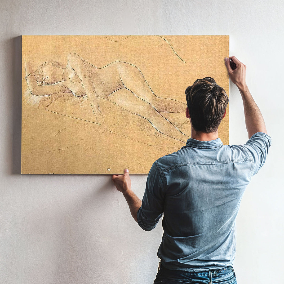 Female Nude Lying Down By Gustav Klimt