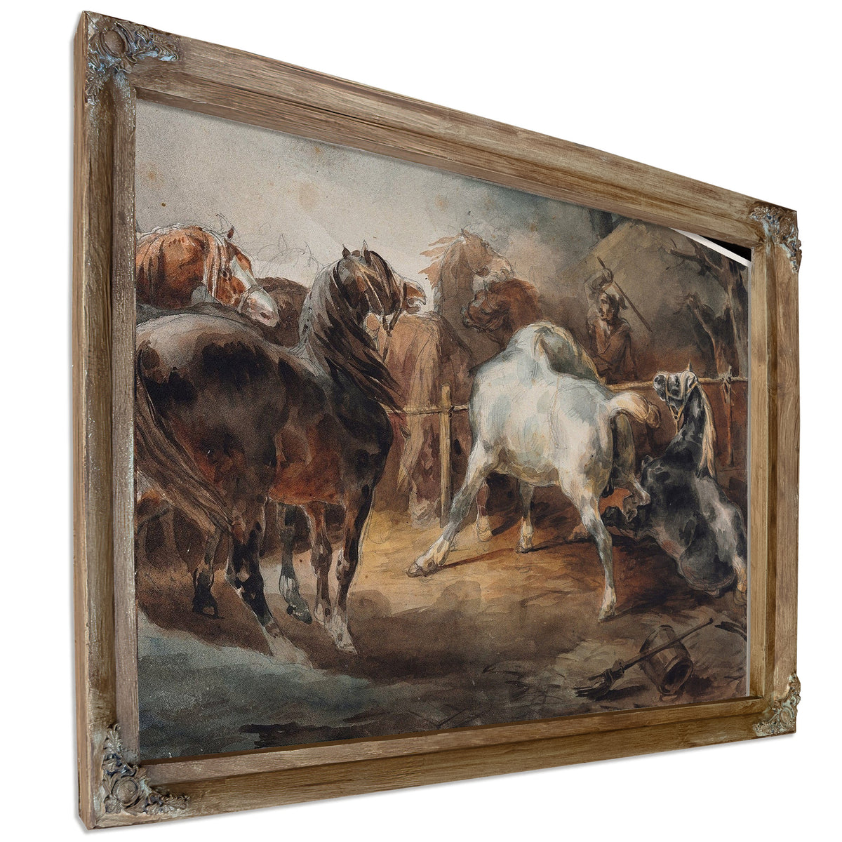 Fighting Horses by Theodore Gericault