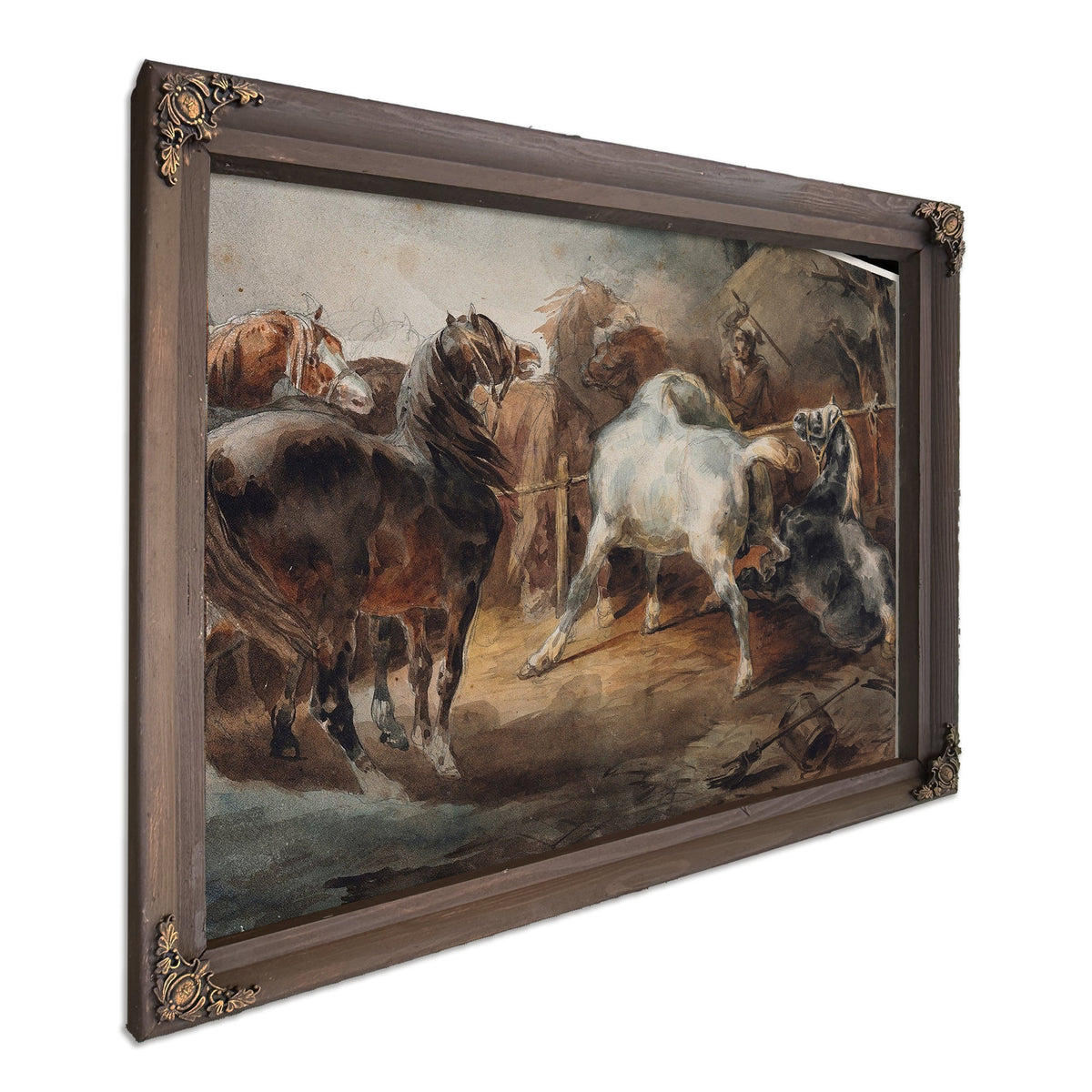 Fighting Horses by Theodore Gericault