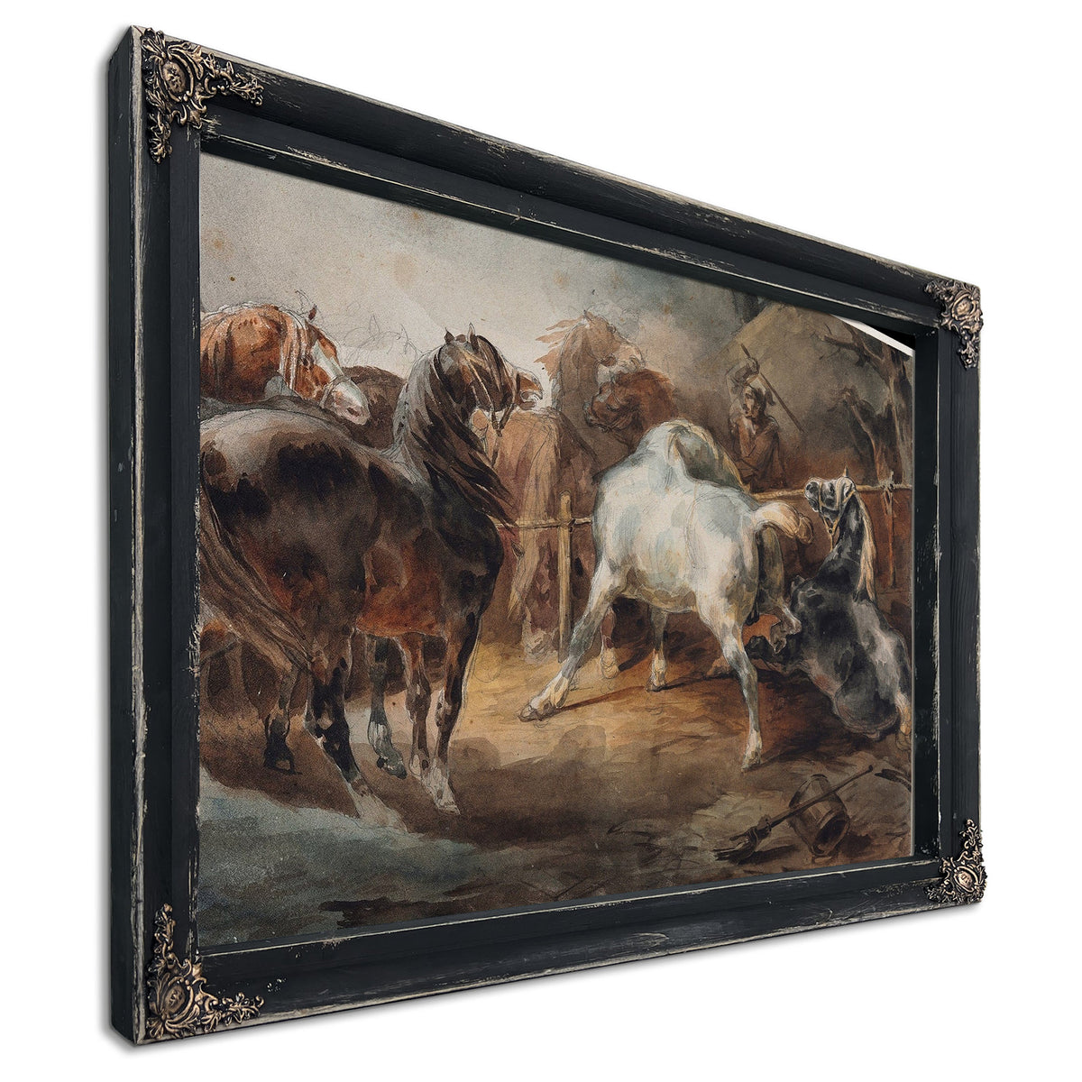 Fighting Horses by Theodore Gericault