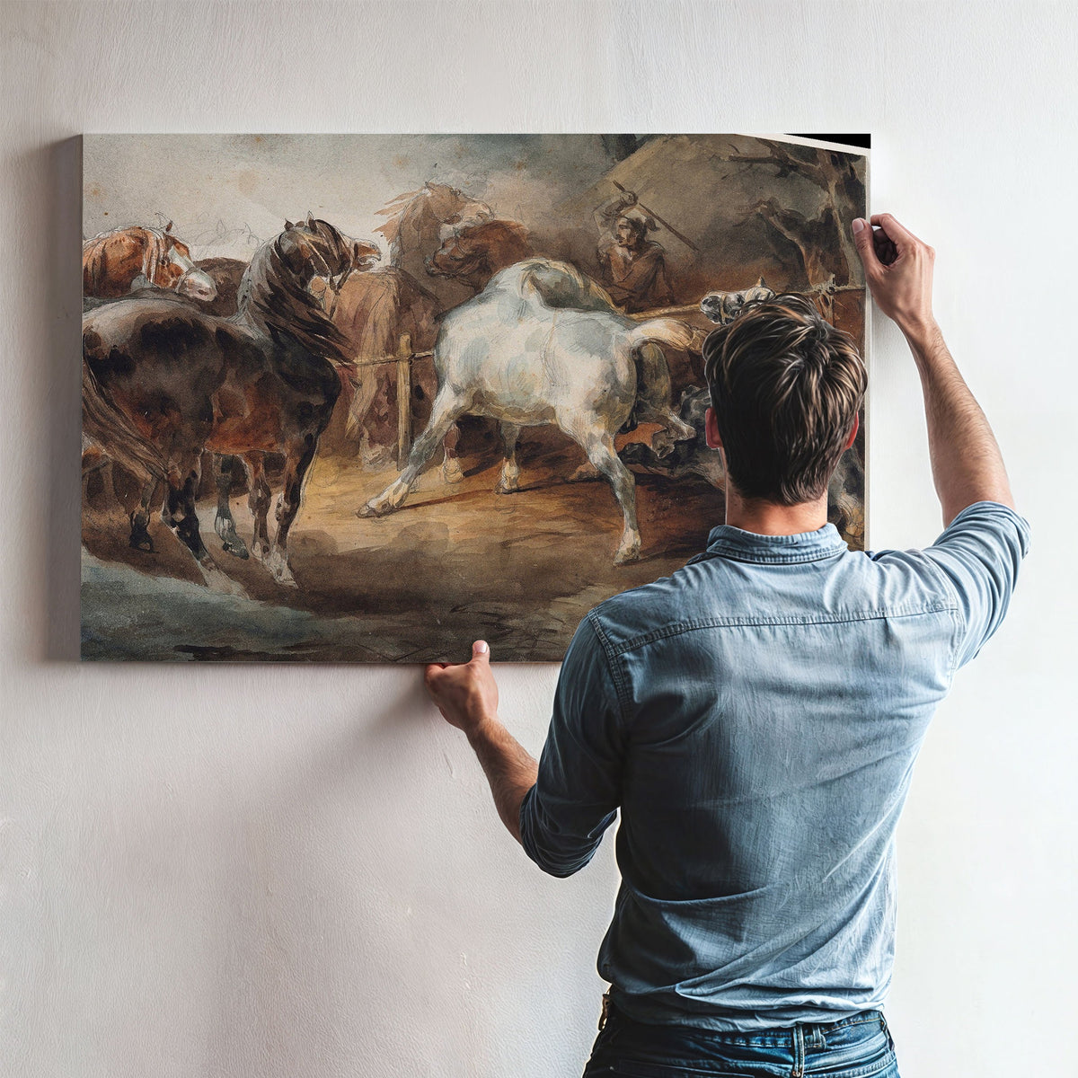 Fighting Horses by Theodore Gericault