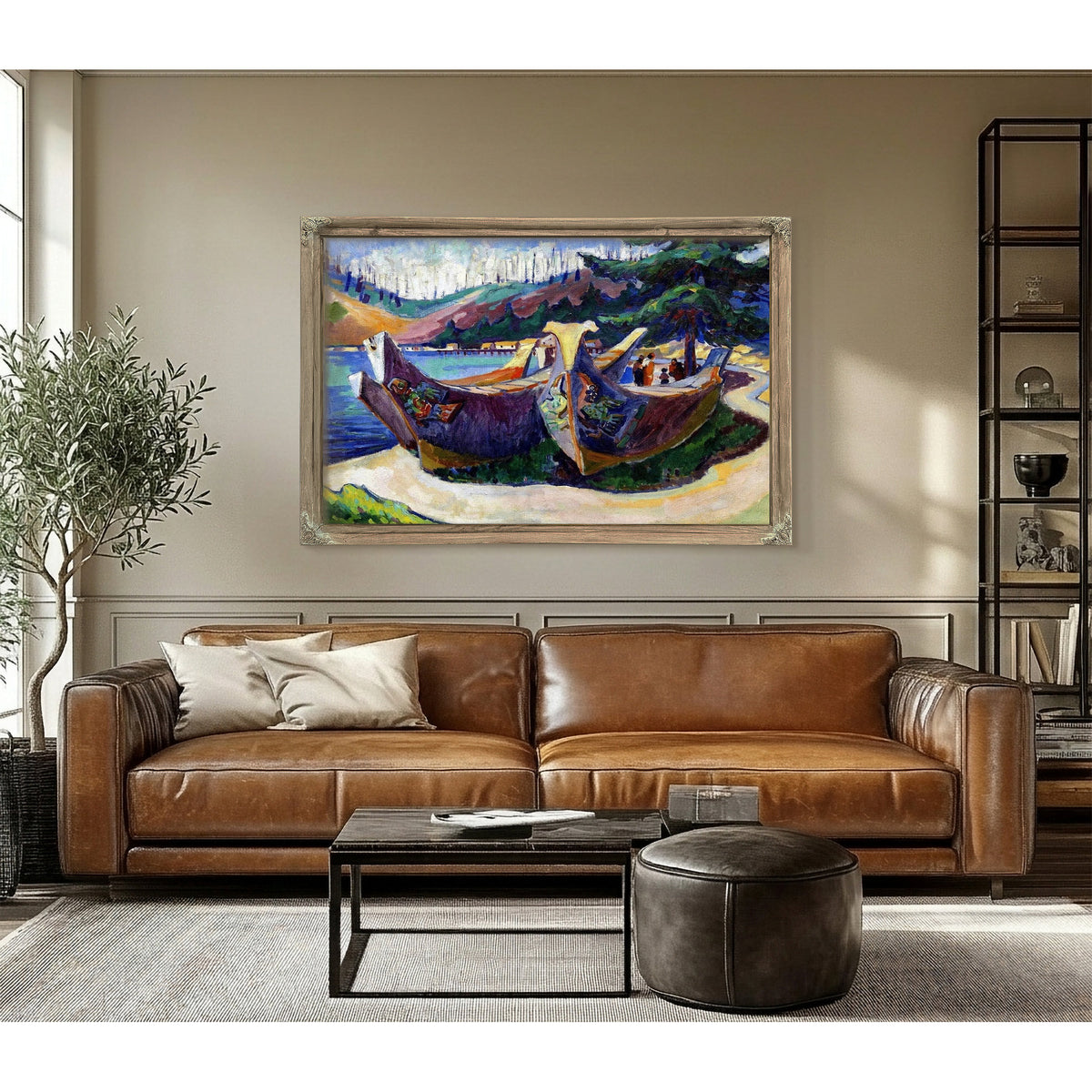 First Nations War Canoes In Alert Bay Painting Emily Carr Canvas Art