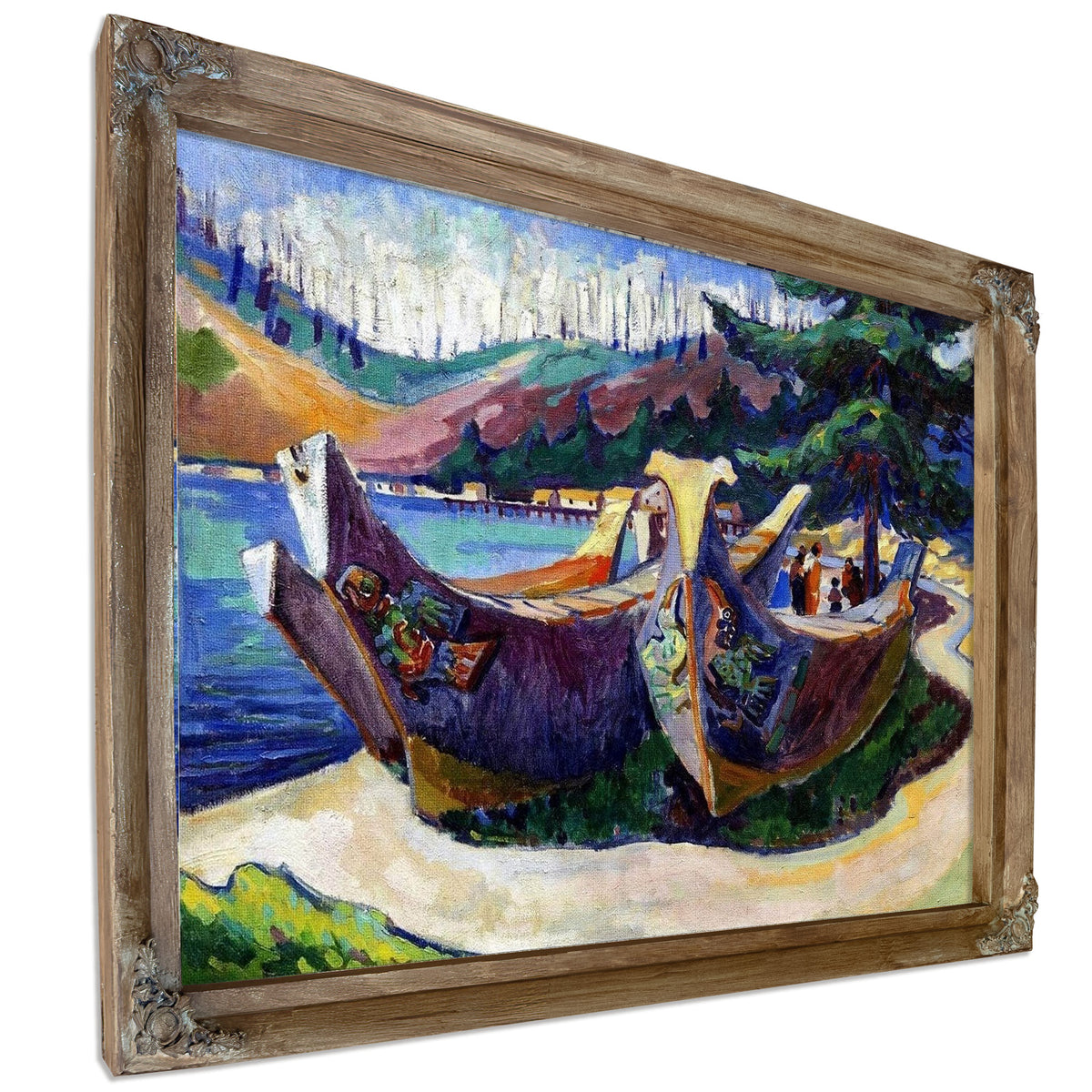 First Nations War Canoes In Alert Bay Painting Emily Carr Canvas Art