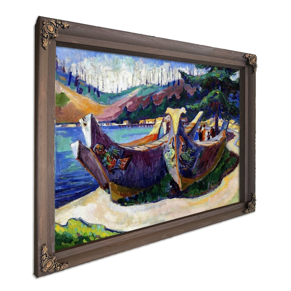 First Nations War Canoes In Alert Bay Painting Emily Carr Canvas Art
