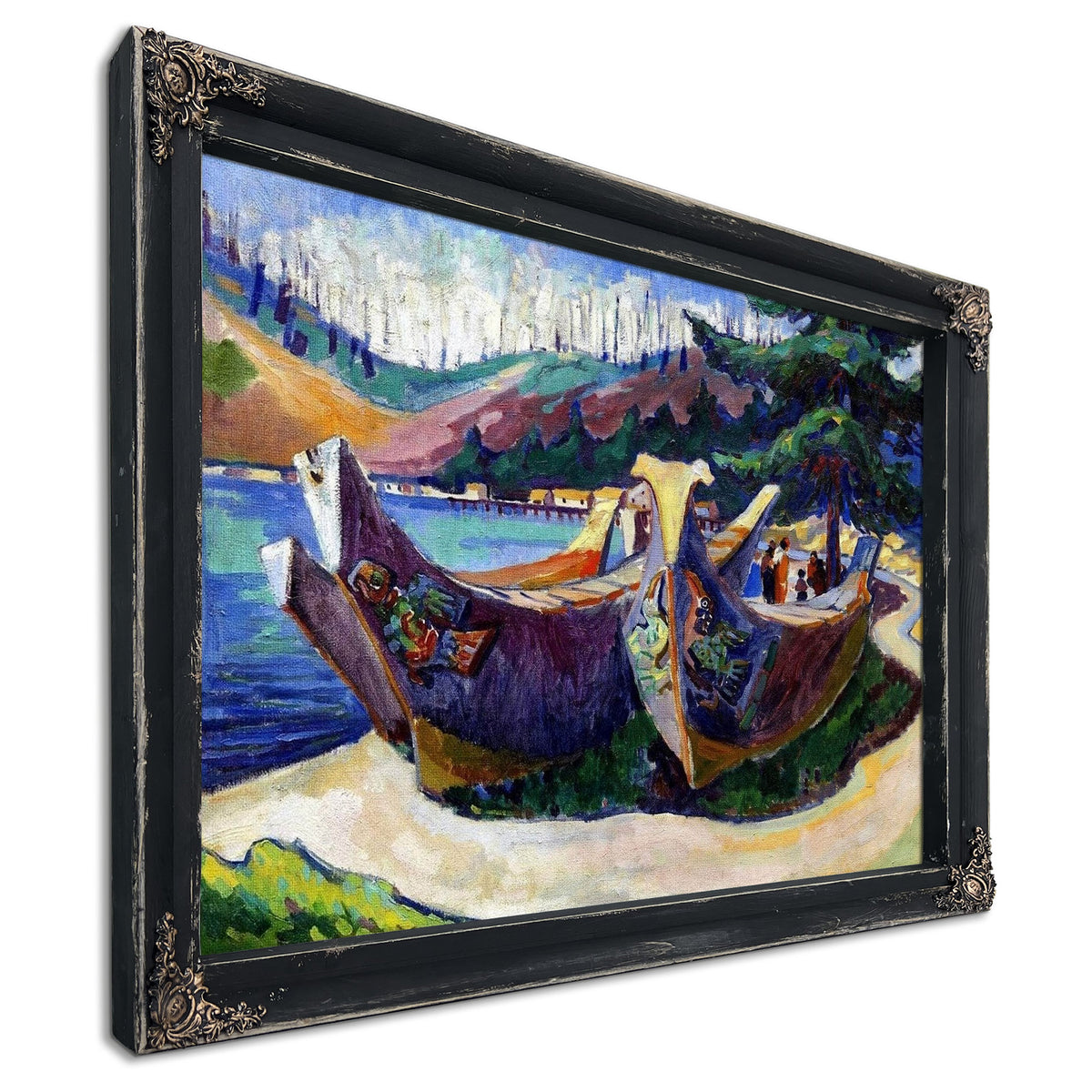 First Nations War Canoes In Alert Bay Painting Emily Carr Canvas Art