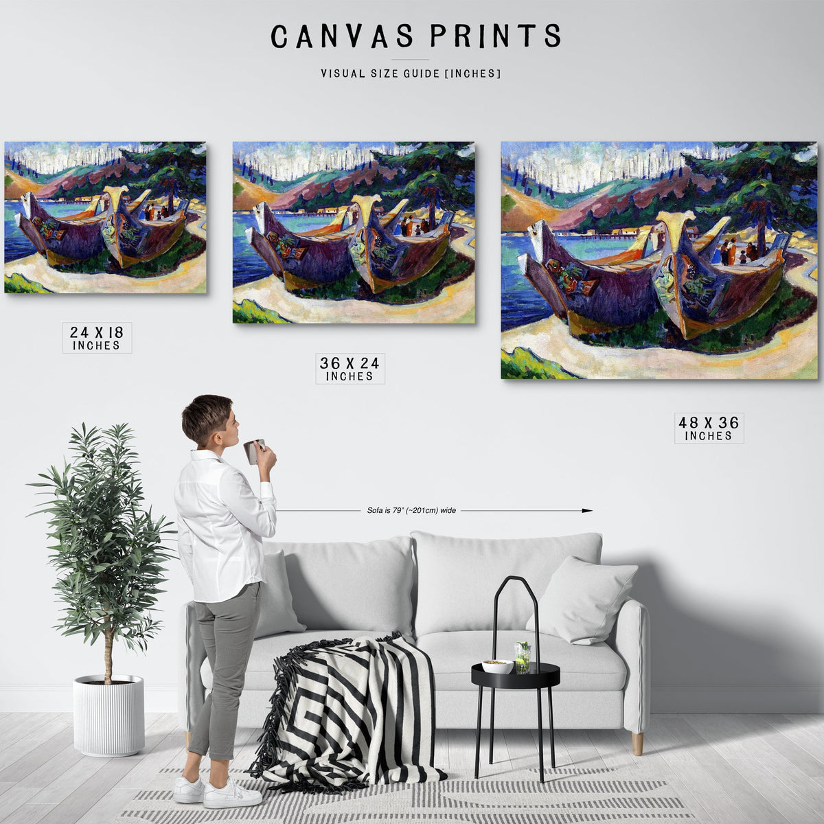 First Nations War Canoes In Alert Bay Painting Emily Carr Canvas Art