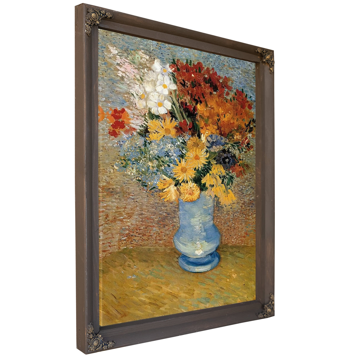 Flowers In A Blue Vase By Vincent Van Gogh