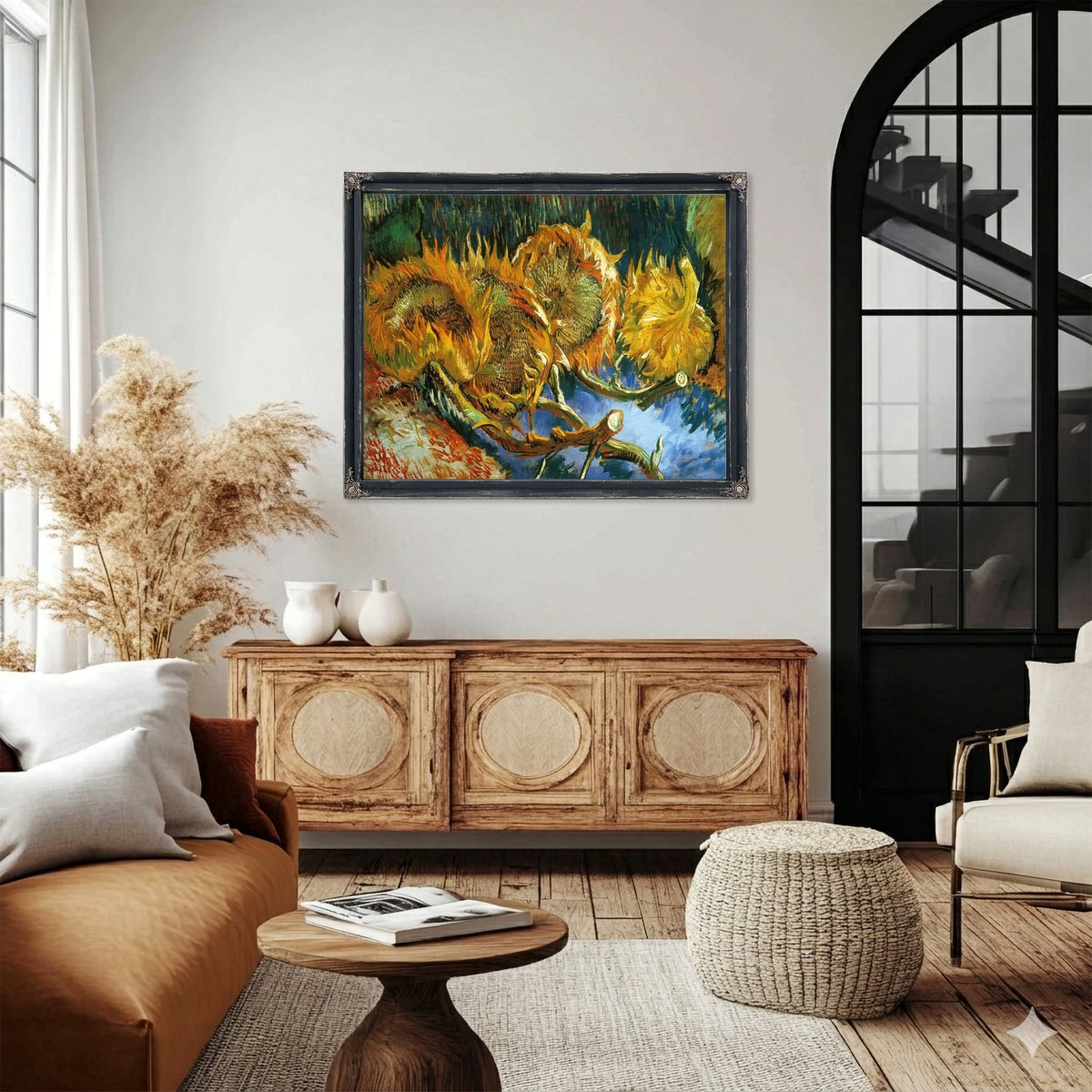 Four Sunflowers Gone To Seed By Vincent Van Gogh