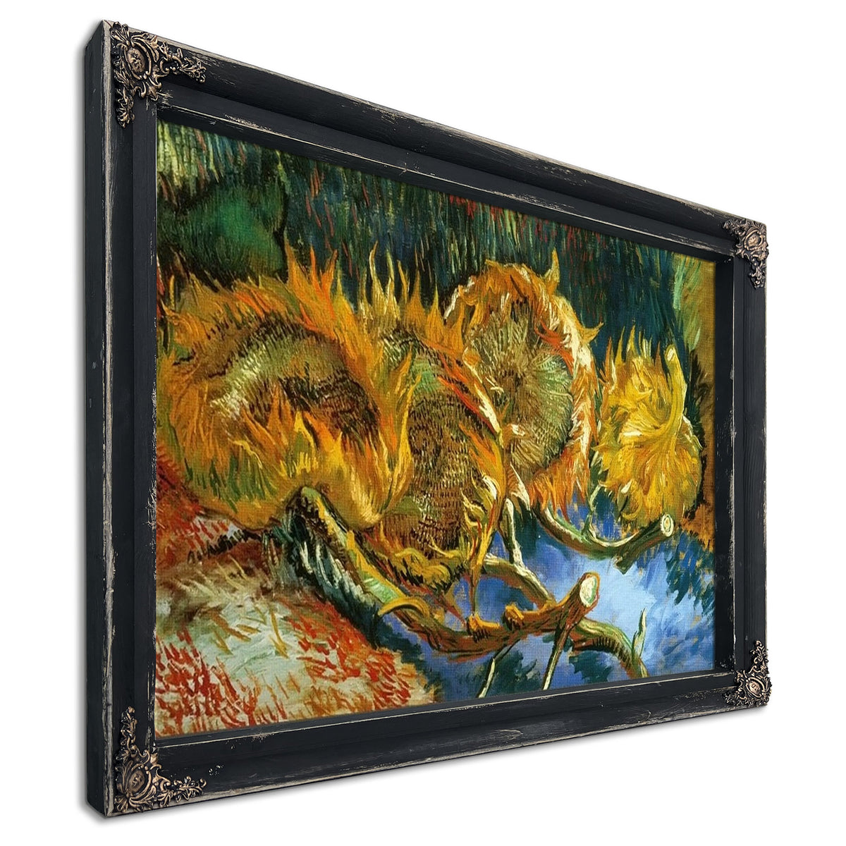 Four Sunflowers Gone To Seed By Vincent Van Gogh