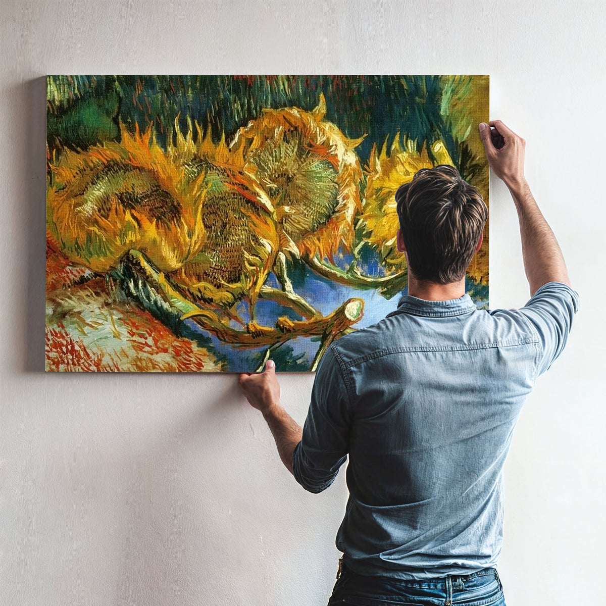 Four Sunflowers Gone To Seed By Vincent Van Gogh