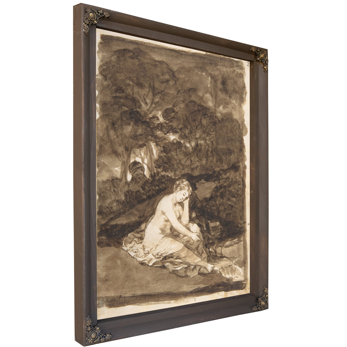 A Partly Naked Woman Seated a Stream By Francisco de Goya