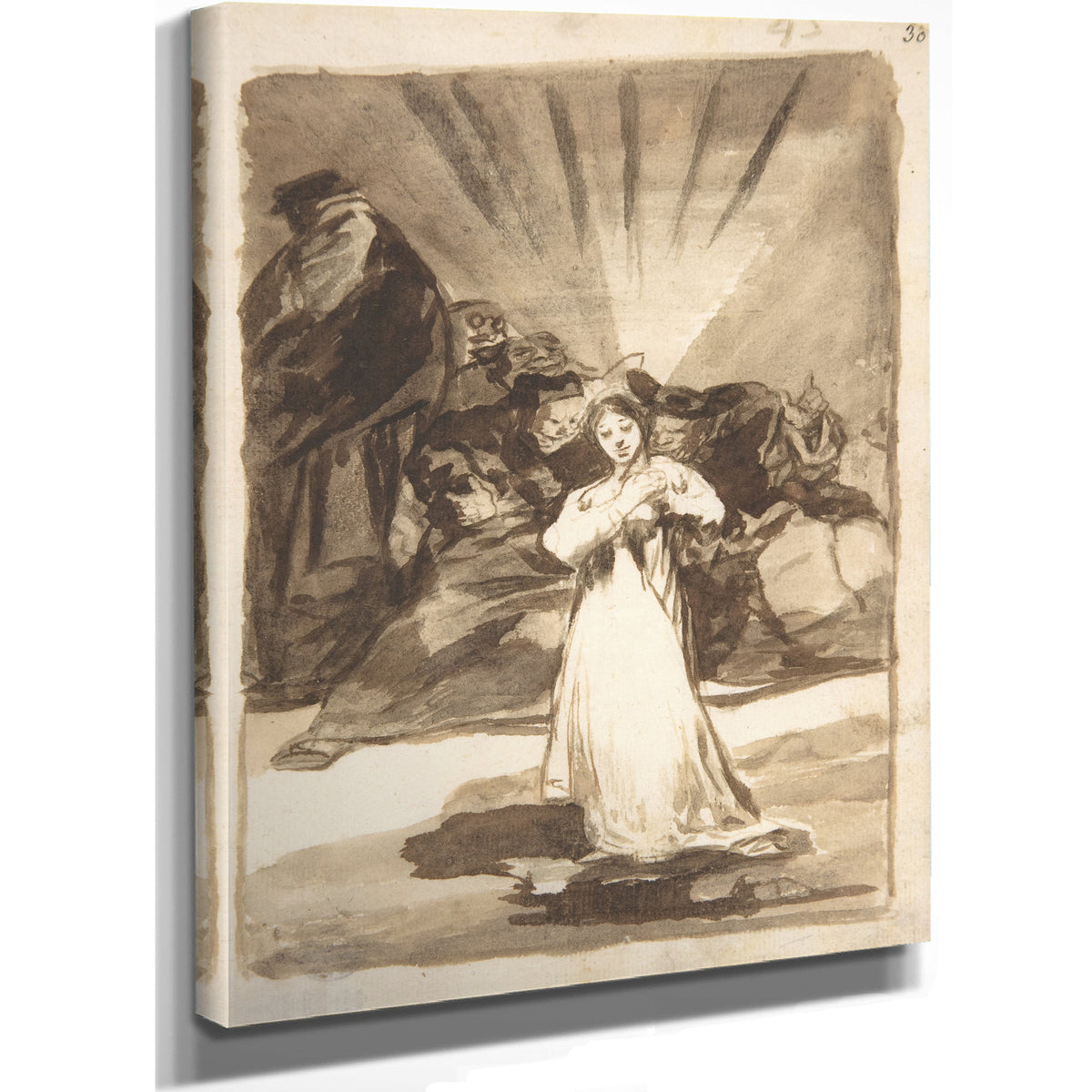 A Radiant Female Figure Beset Dark By Francisco de Goya