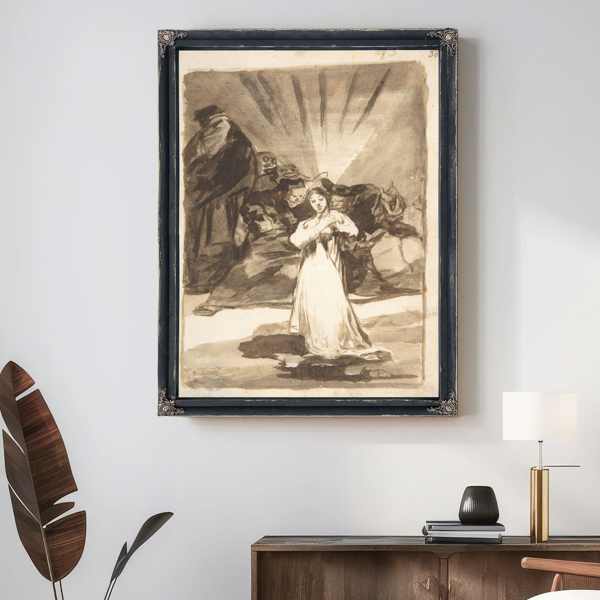 A Radiant Female Figure Beset Dark By Francisco de Goya