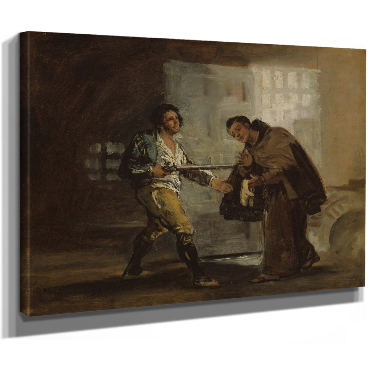 Friar Pedro Offers Shoes to El By Francisco de Goya