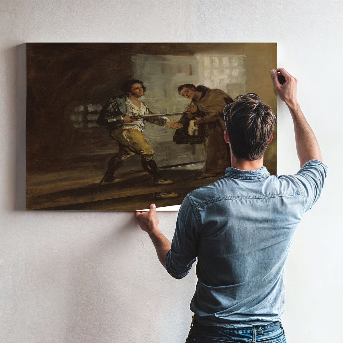 Friar Pedro Offers Shoes to El By Francisco de Goya