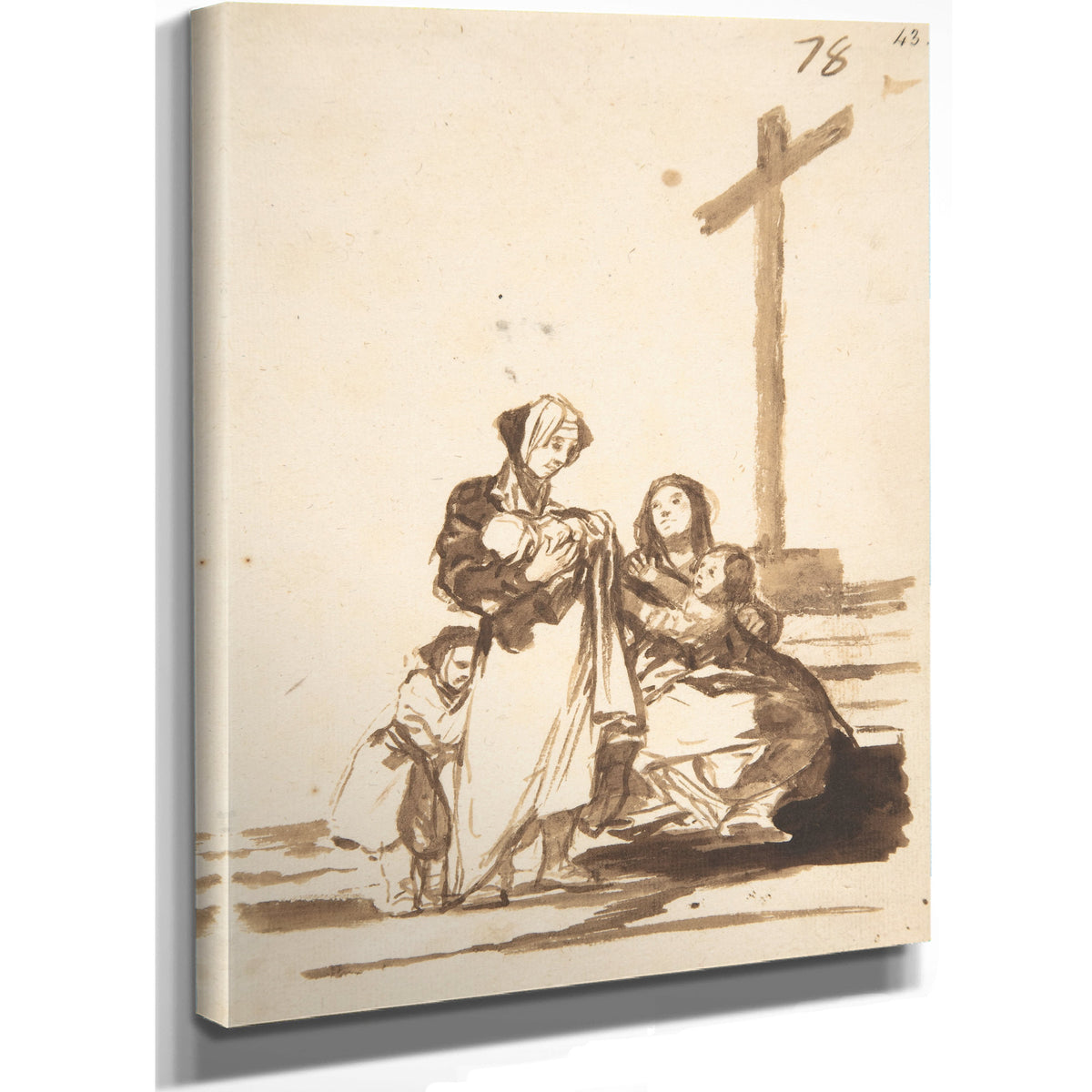 Women Children Near Cross Ca 181220 By Francisco de Goya