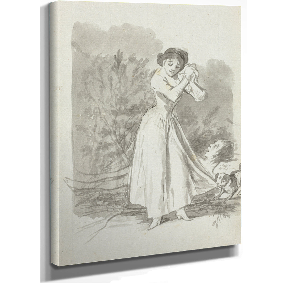 Young Woman Wringing Her Hands Over By Francisco de Goya
