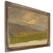 Oil Sketch Deep Valley Sunset Lit By Frederic Edwin Church