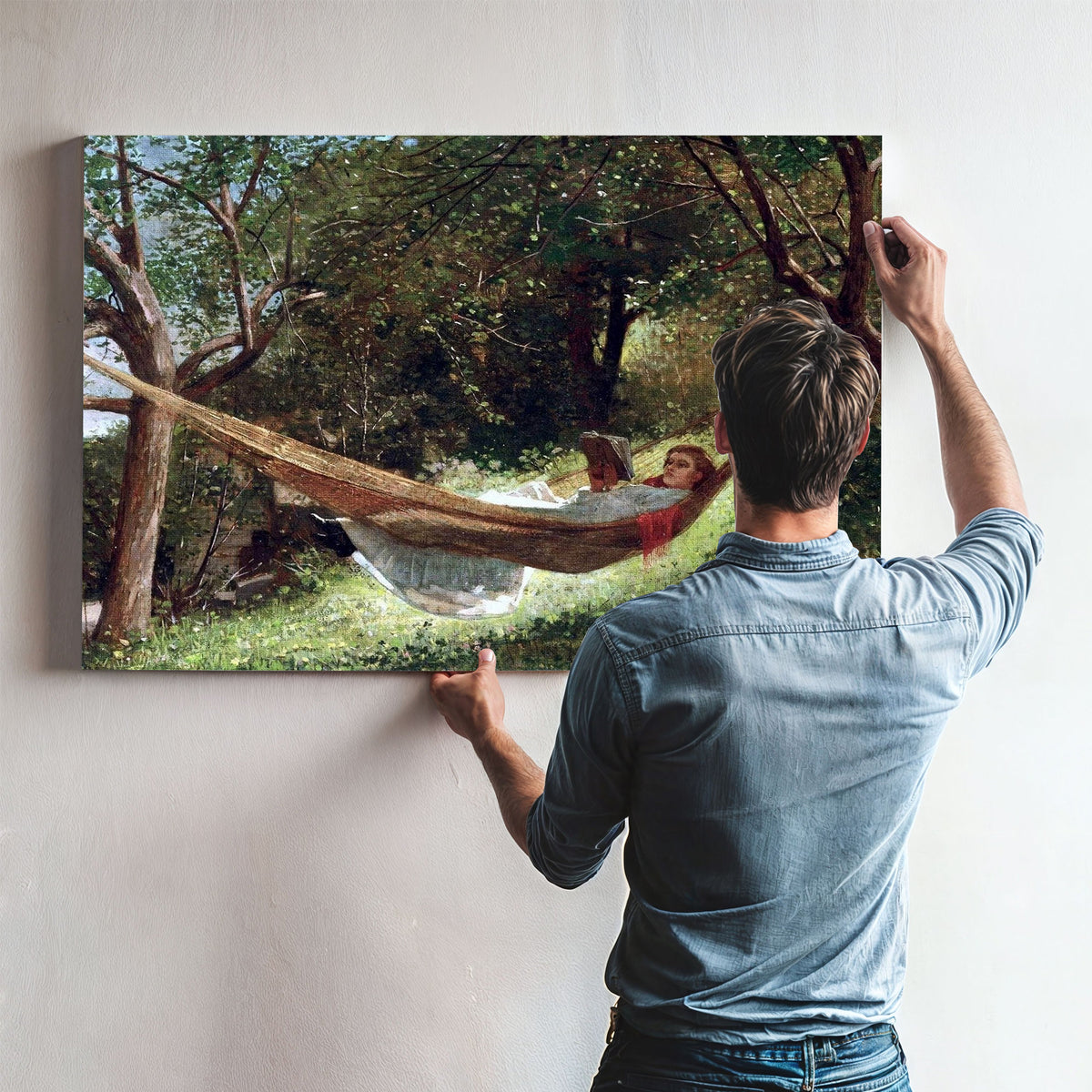 Girl In A Hammock Painting Winslow Homer Canvas Art