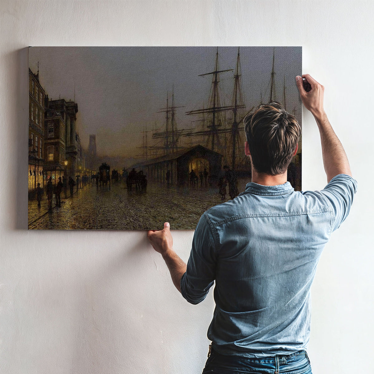 Glasgow, Saturday Night Painting John Atkinson Grimshaw Canvas Art