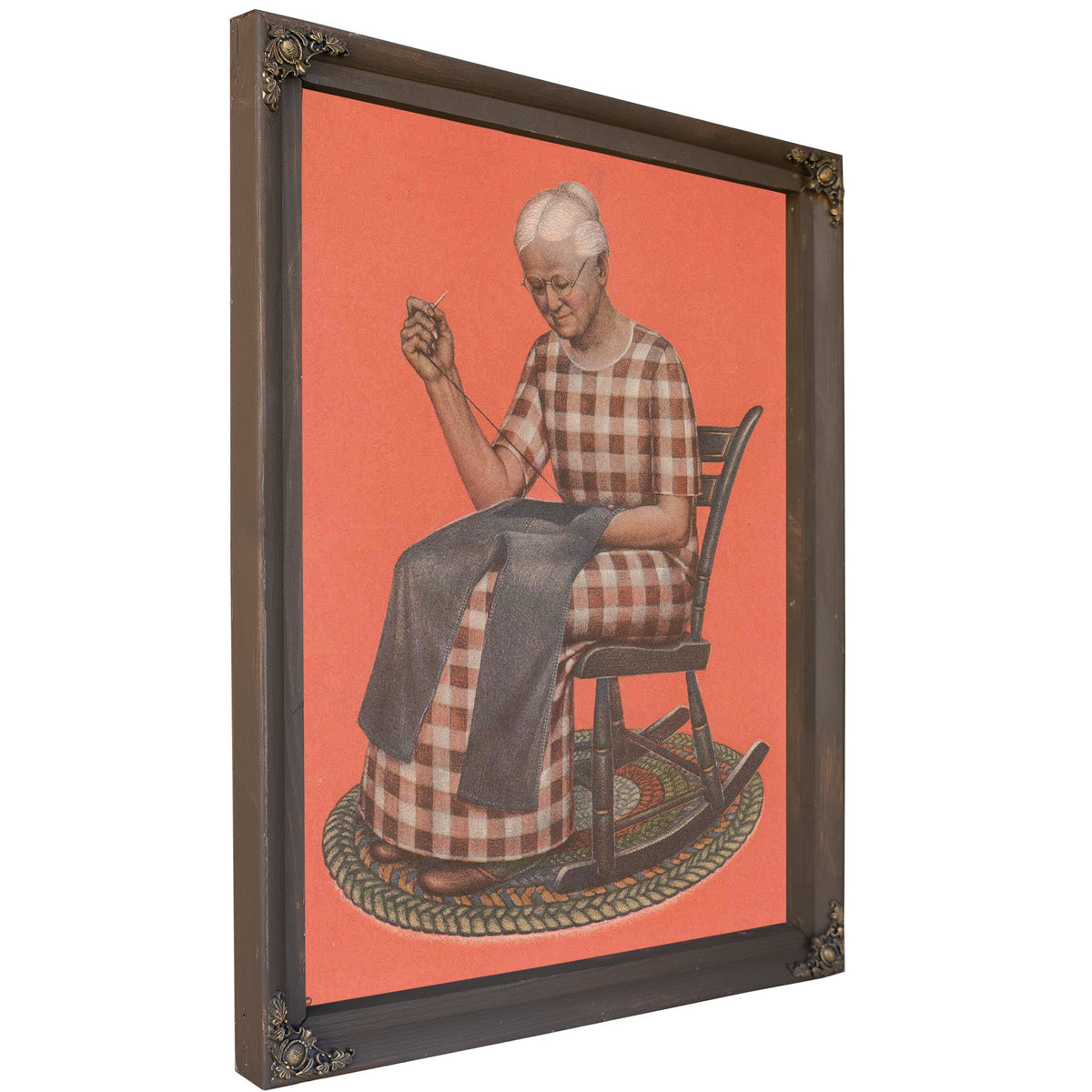 Grandma Mending By Grant Wood