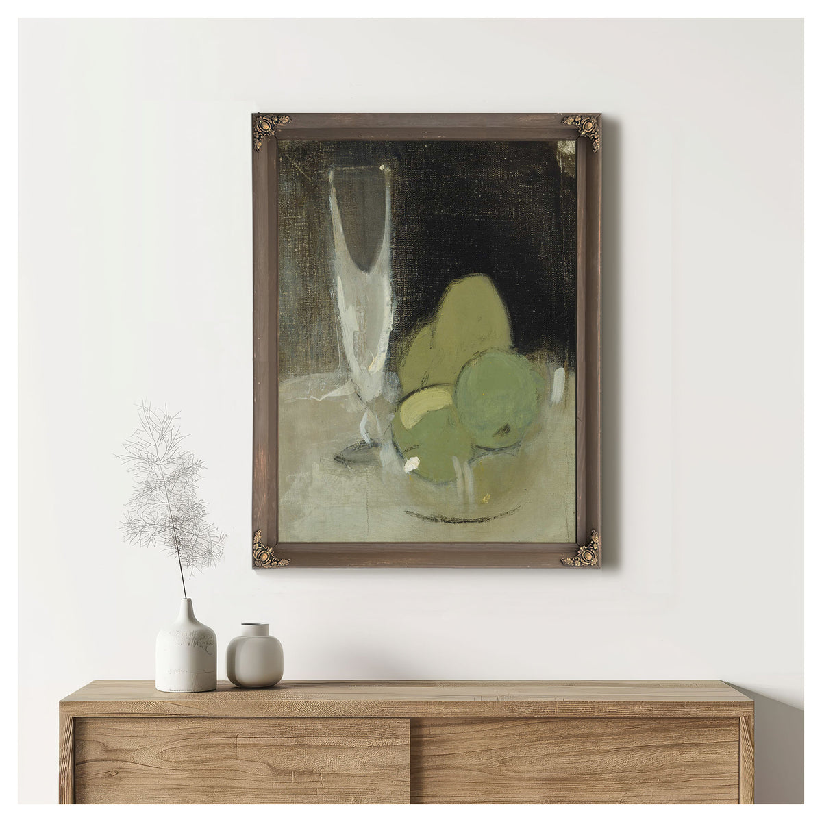 Green Apples And Champagne Glass by Helene Schjerfbeck