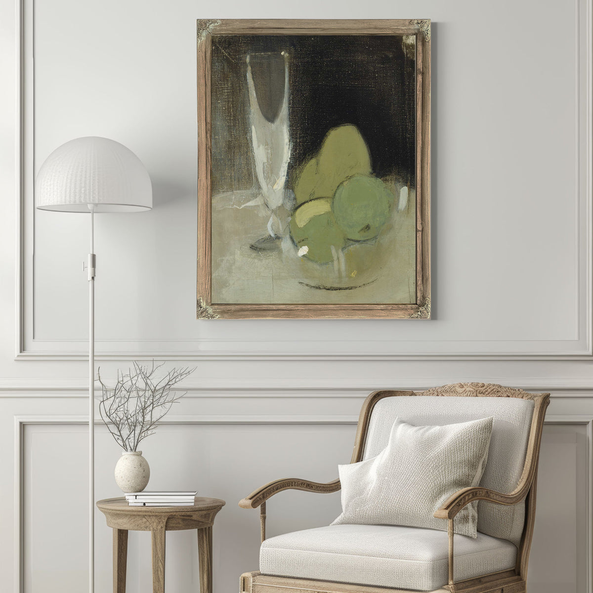 Green Apples And Champagne Glass by Helene Schjerfbeck