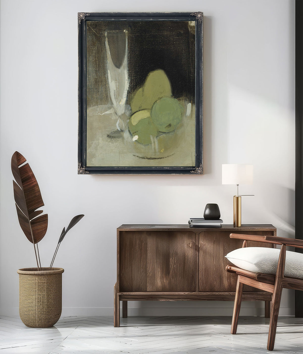 Green Apples And Champagne Glass by Helene Schjerfbeck