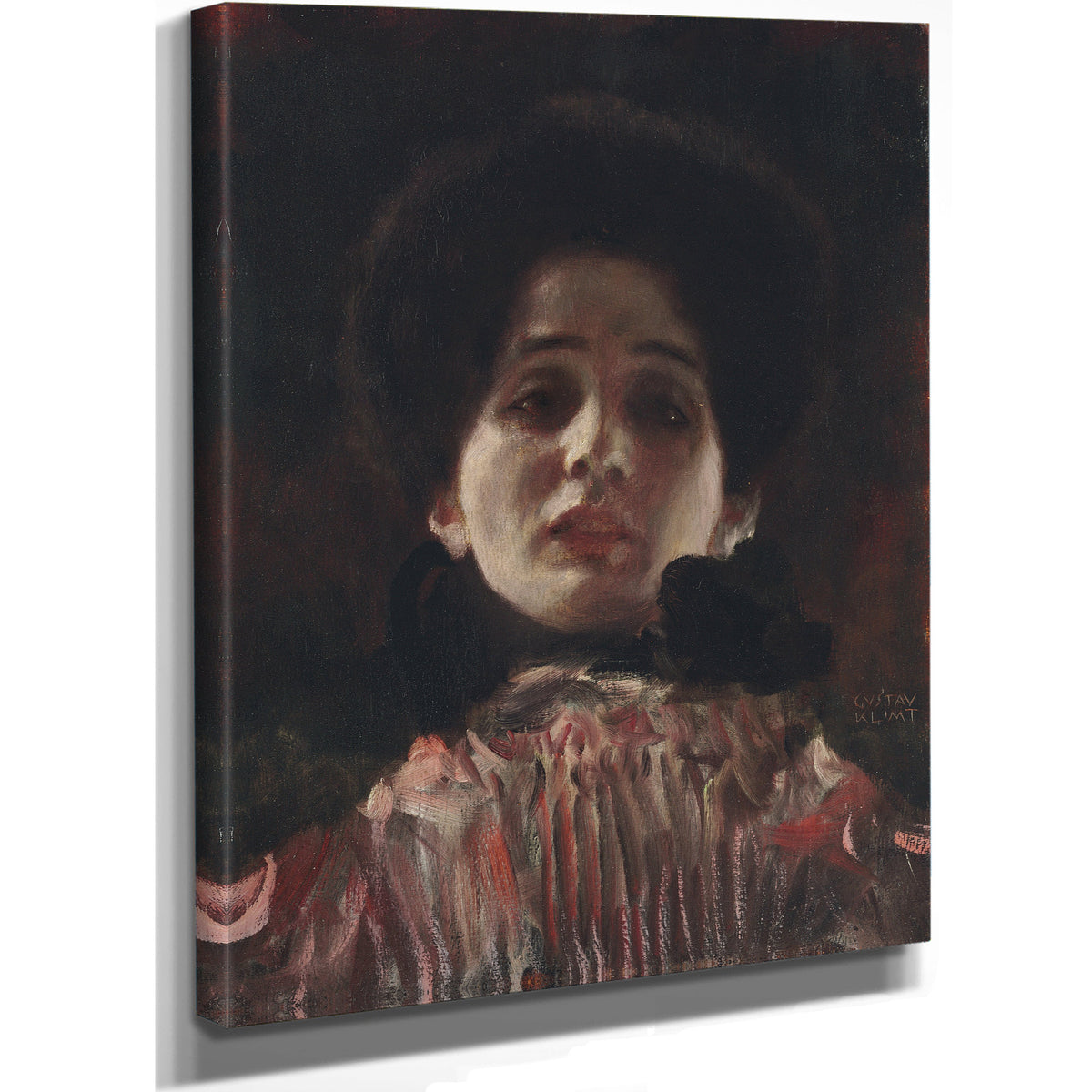 Dame En Face Mit Plisiertem Kleid By Gustav Klimt