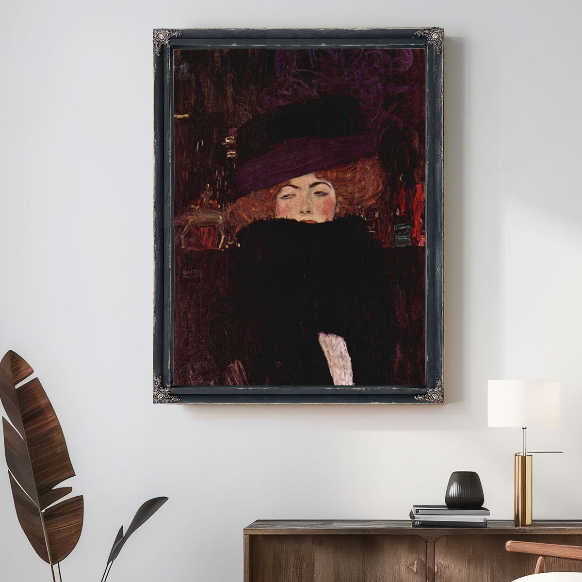 Dame Mit Hut Und Federboa 1909 By Gustav Klimt