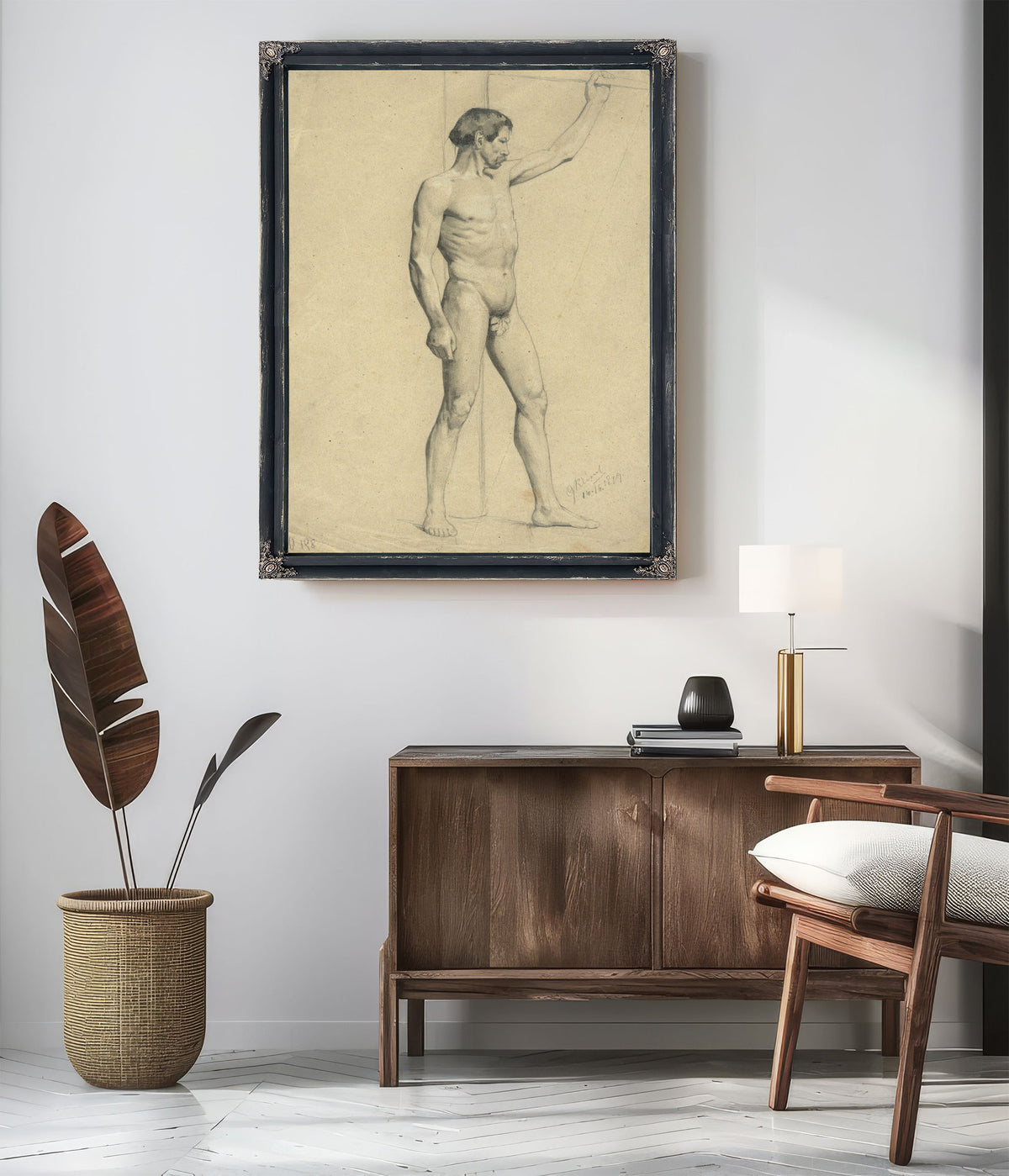 Mannlicher Akademieakt Pose By Gustav Klimt